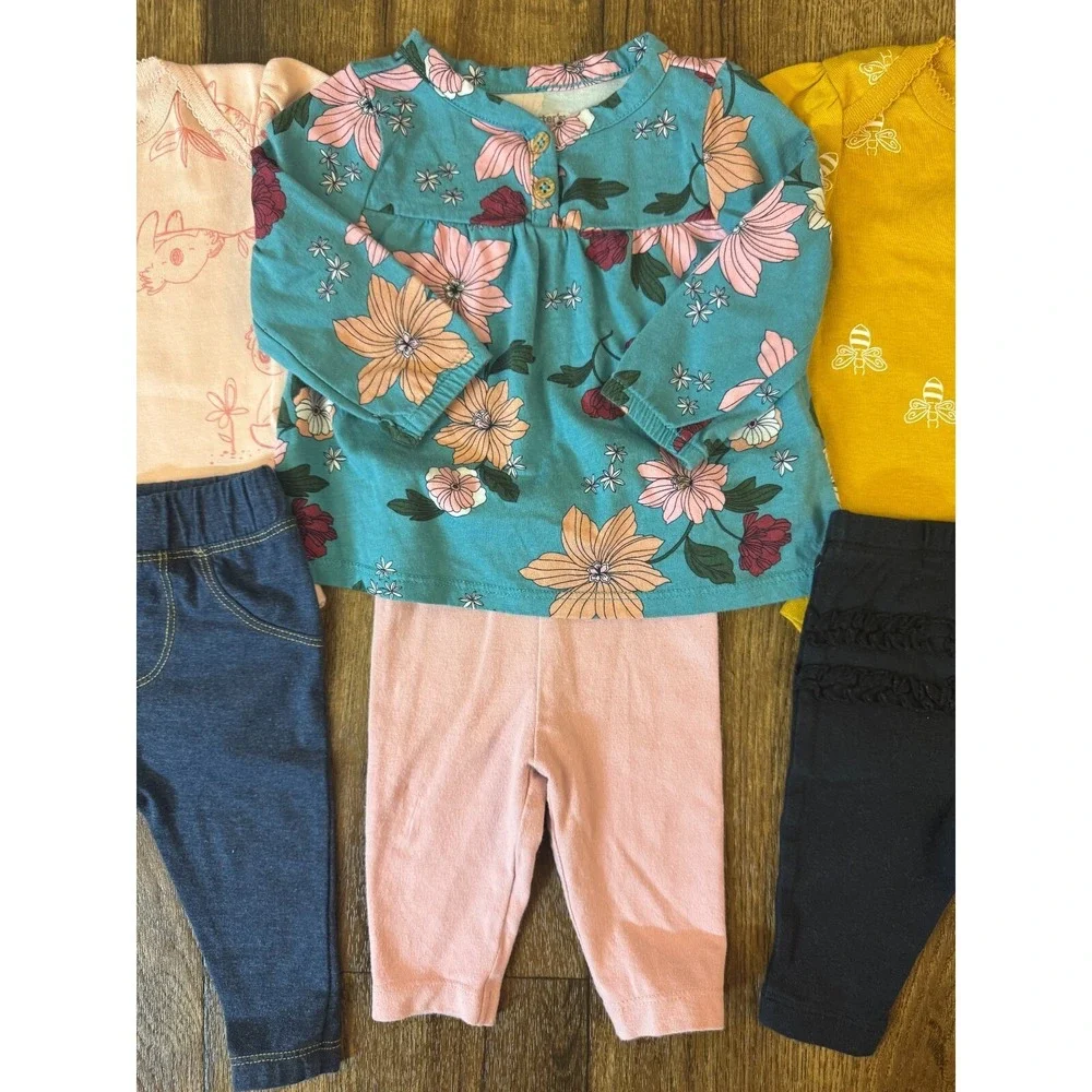 Carters Baby Girl 3 Months Outfits Ruffled Pants Jeans Shirts Spring Clothes Lot